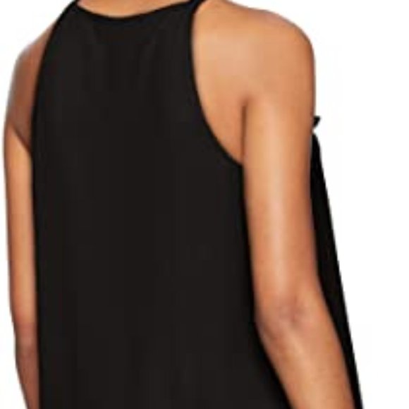 BCBGMaxAzria Chiffon Lace Up Black Sleeveless Top - Picture 2 of 5